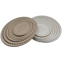 Heavy Duty Disposable Natural Eco Friendly Bagasse Round Plates Green Healthy Dinnerware